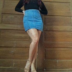 Free People Jean Skirt, Barely Worn!